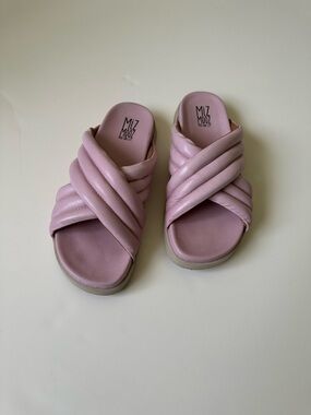 Miz Mooz Marinella Puffed Crisscross straps Leather Slide Sandals~EU41
